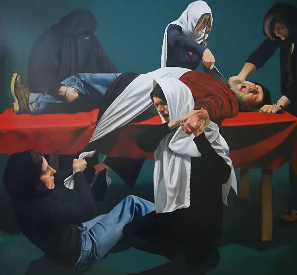 Les vengeresses, 2012, huile sur papier marouflé sur toile 195x180cm A.Ghanadpour